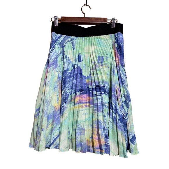 Apt 9 Abstract Print Pleated Midi Skirt With Elastic Waistband Size M Watercolor - Picture 5 of 11